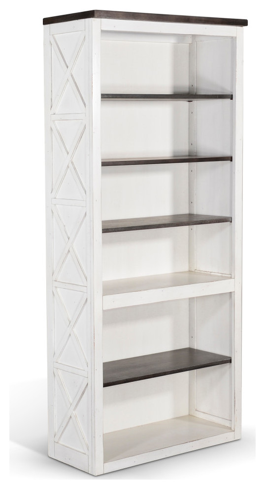 76 quotTall Home Office White and Black Bookcase Display Storage   Farmhouse   Bookcases   by Sideboards and Things  Houzz