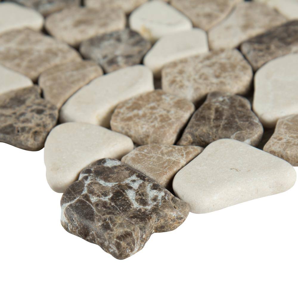 MSI Mix Marble Pebbles 11.42 in. x 11.42 in. Textured Marble Floor and Wall Tile (0.9 sq. ft.Each) PEB-MIXMAR