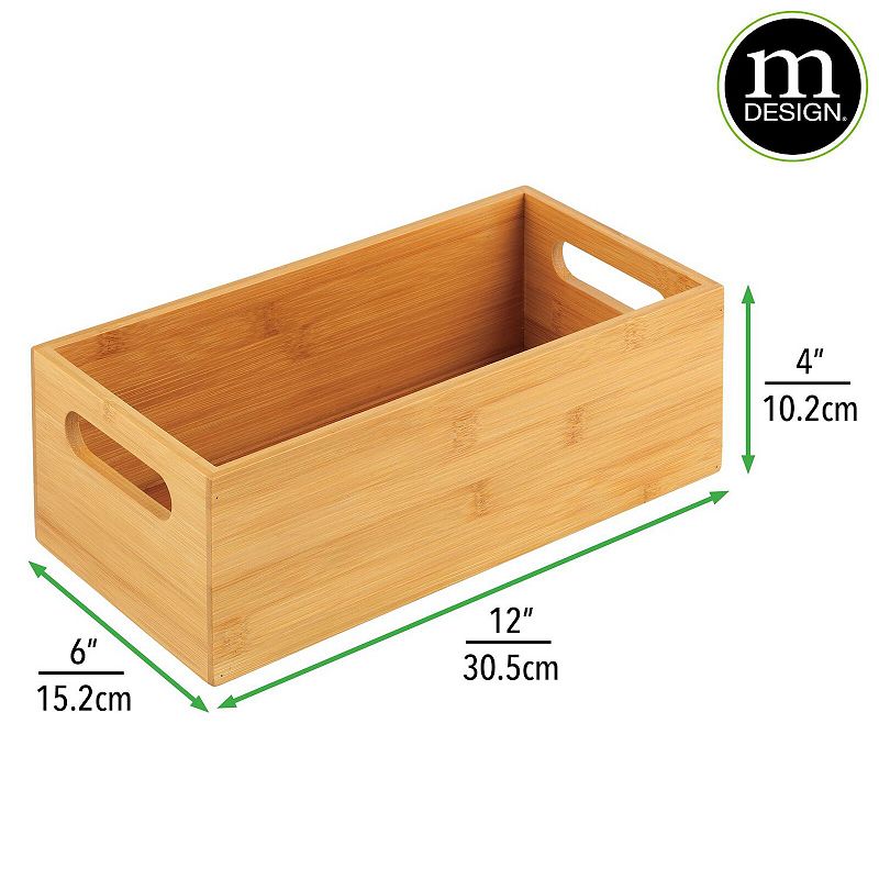 mDesign 12 x 6 x 4 Wood Kitchen Fridge and Drawer Organizer Tray - Natural Wood