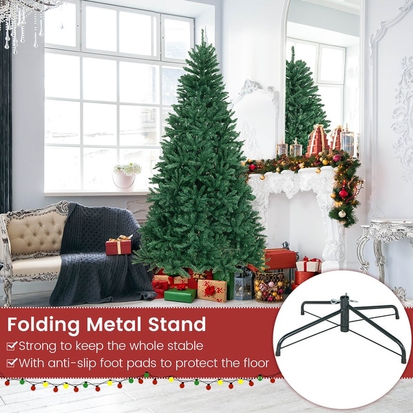 Costway 7.5FT Hinged Christmas Tree Unlit Artificial Xmas Decoration