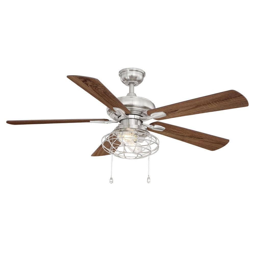 Home Decorators Collection Ellard 52 in LED Brushed Nickel Ceiling Fan with Light Kit