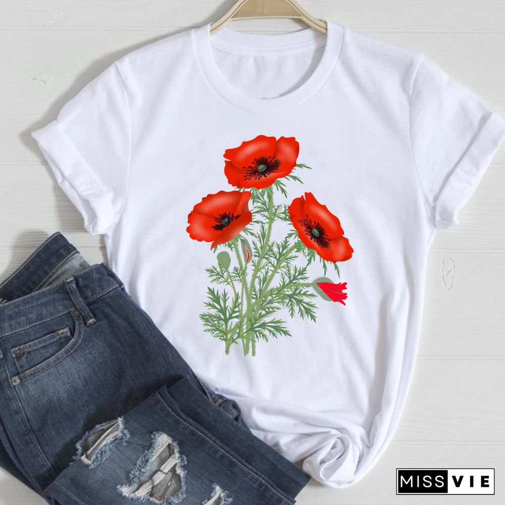 T-shirts Women Witch Floral Fashion Cute 90s Cute Spring Summer Clothes Graphic Tshirt Top Lady Print Female Tee T-Shirt