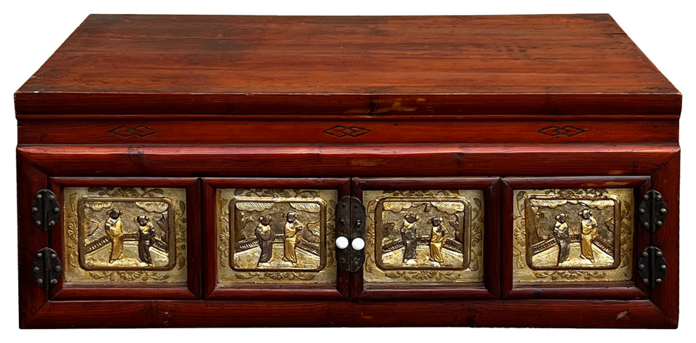 Chinese Vintage Fujian Golden Carving Low Table Cabinet Chest Hws2793   Asian   Accent Chests And Cabinets   by Golden Lotus Antiques  Houzz