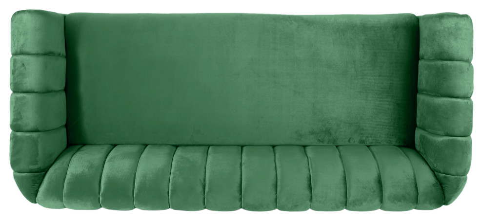 Worden Modern Glam Velvet Channel Stitch 3 Seater Sofa   Traditional   Sofas   by GDFStudio  Houzz