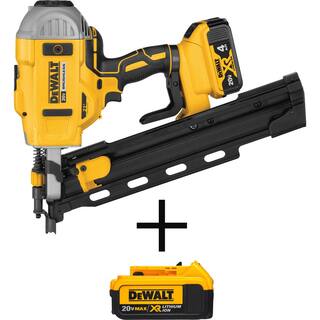 DW 20V MAX XR Lithium-Ion 21-Degree Cordless Framing Nailer with (2) 4.0Ah Battery Charger and Bag DCN21PLM1DCB204