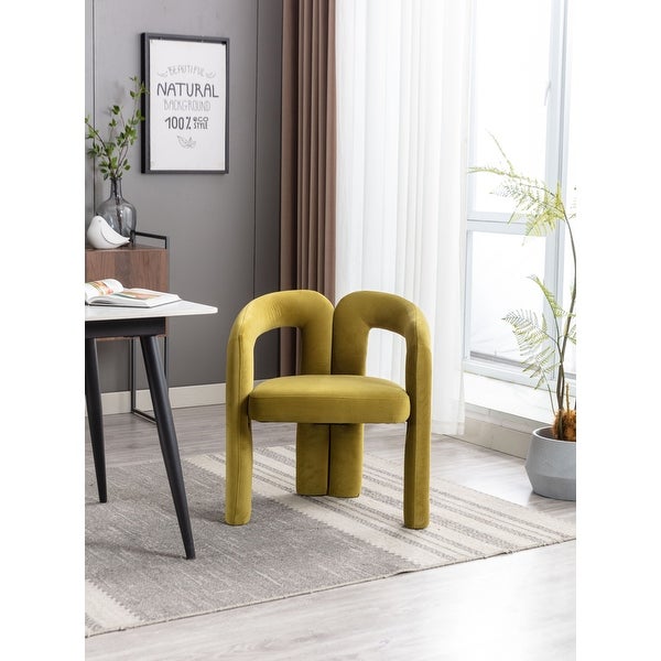 Velvet Upholstered Goat's horn Armless Accent Chair For Living Room