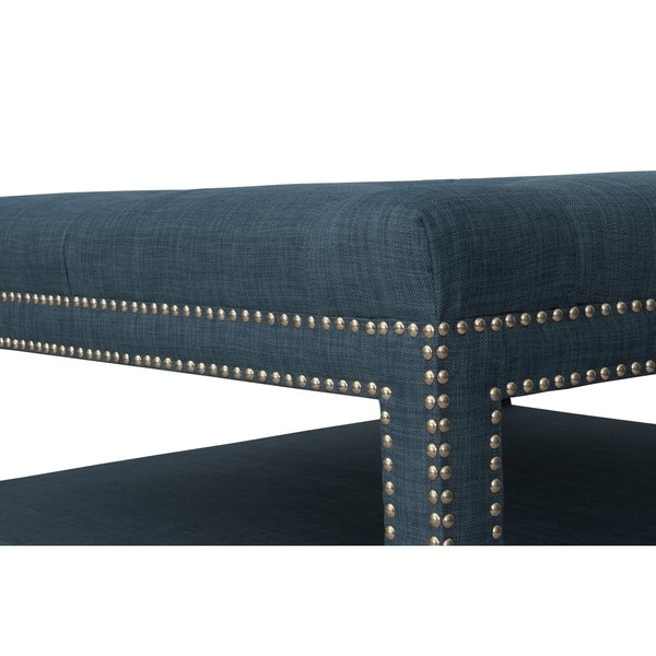 Chic Home Micah Coffee Table Ottoman in a 2-Layered Tufted Linen Bench