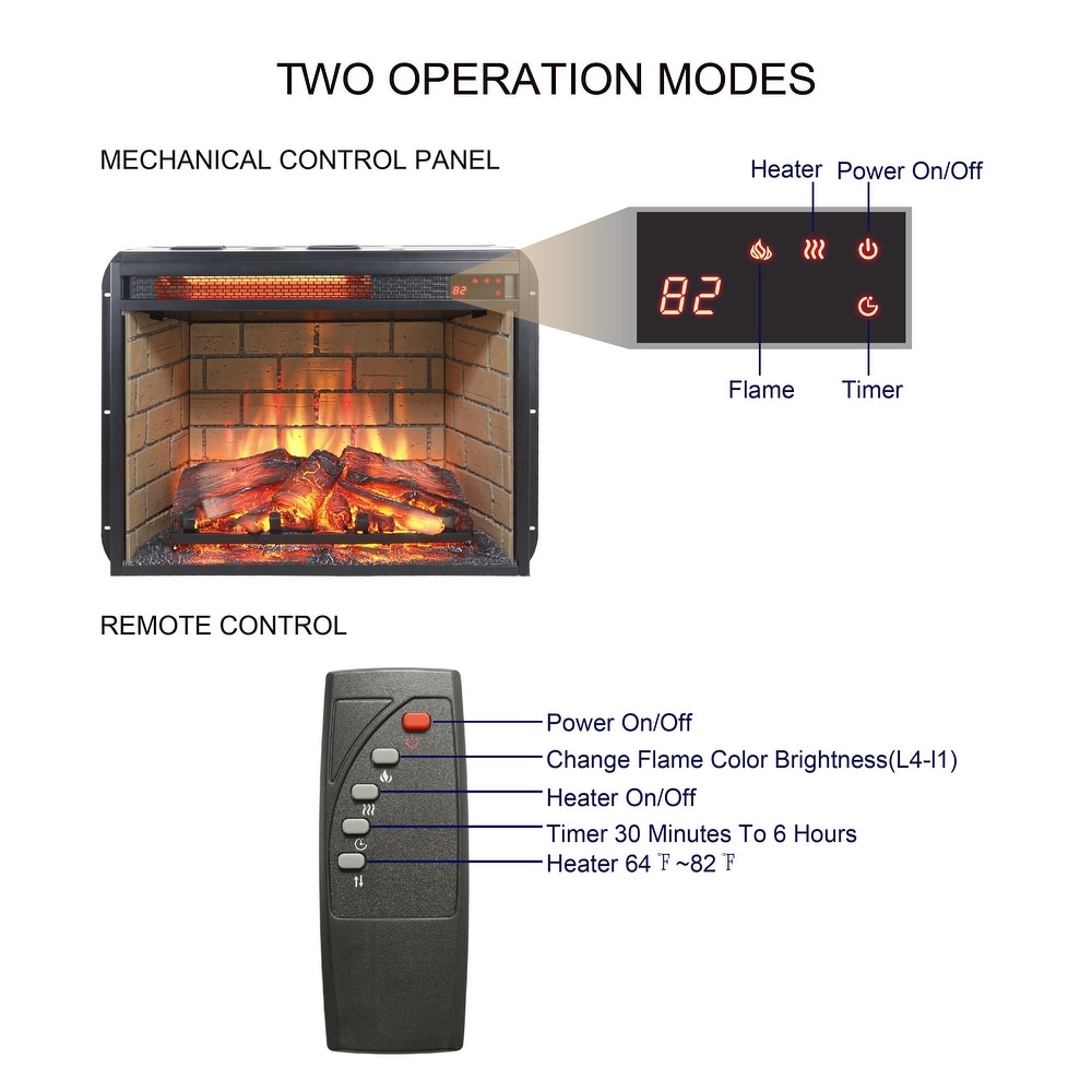 23 inch infrared quartz heater fireplace insert