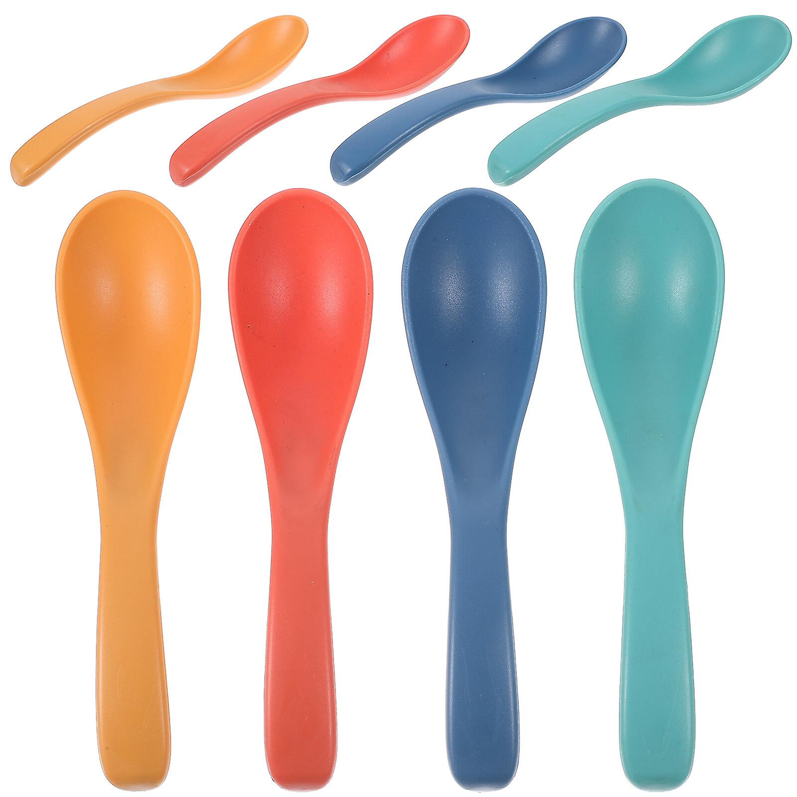 8pcs Wheat Straw Spoons Cereal Dinner Spoons Dinner Spoon Portable Small Cereal Spoon