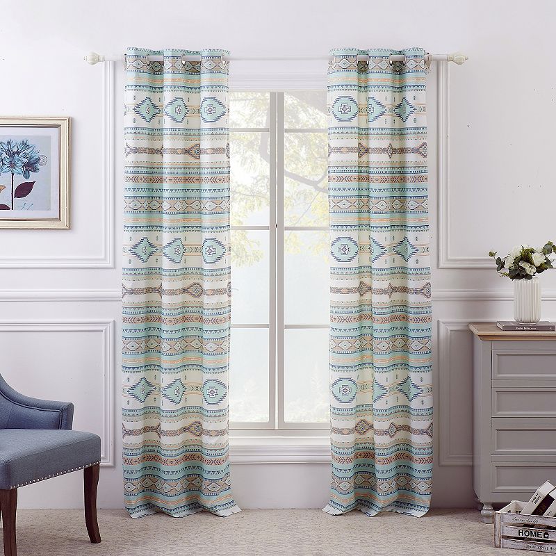 Barefoot Bungalow Phoenix Turquoise 2-pack Window Curtain Set