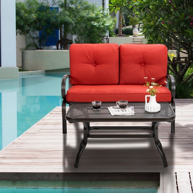 Tangkula Loveseat Table Set Furniture Outdoor Garden