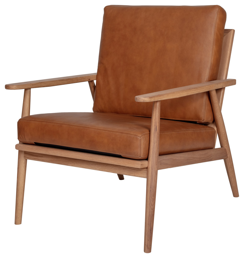 Harper Leather Lounge Chair Tan   Midcentury   Armchairs And Accent Chairs   by HedgeApple  Houzz