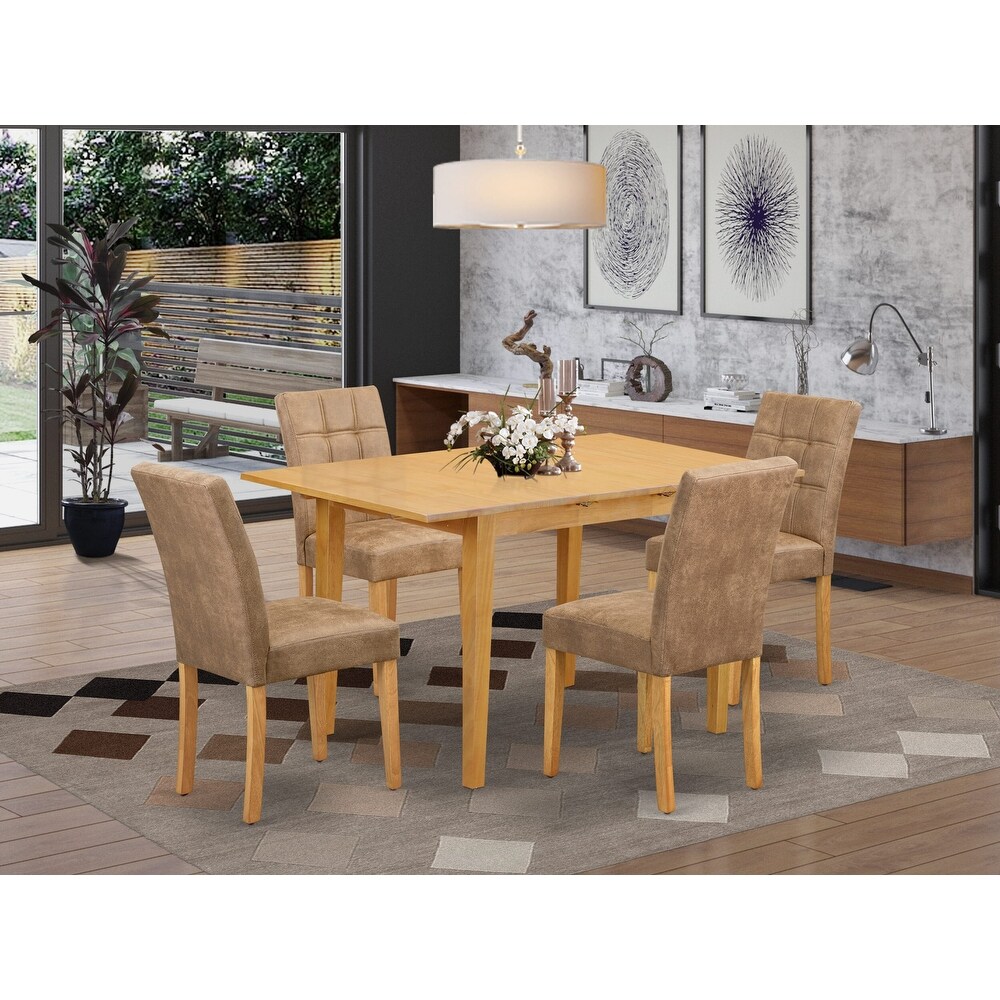 East West Furniture Dining Table Set Consists of a Rectangle Dining Table and Chairs  Oak (Pieces Options)