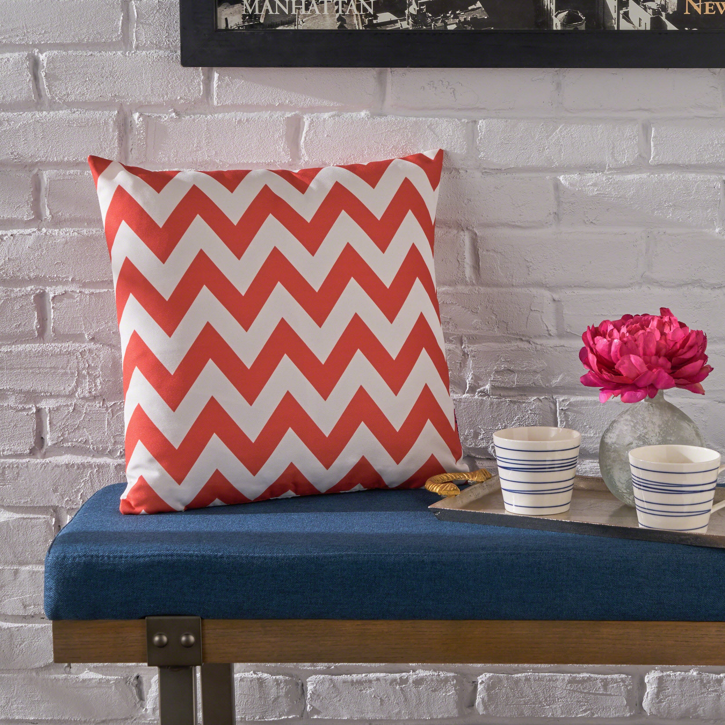 Ernest Indoor Zig Zag Striped Water Resistant Square Throw Pillow