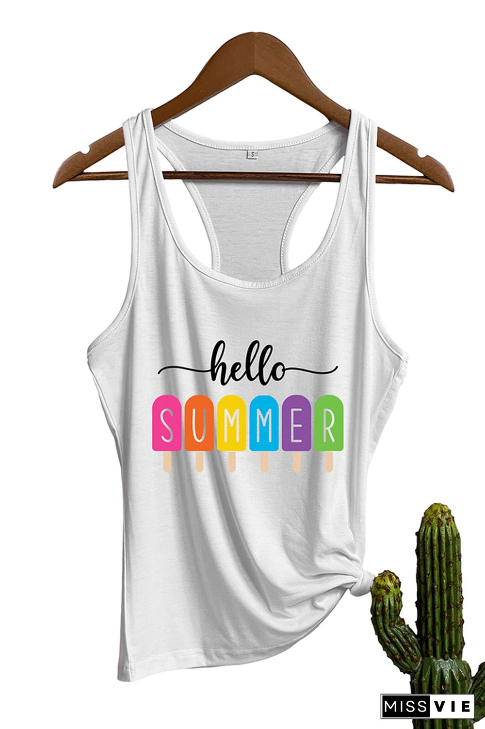 Hello Summer Graphic Tank Top Wholesale