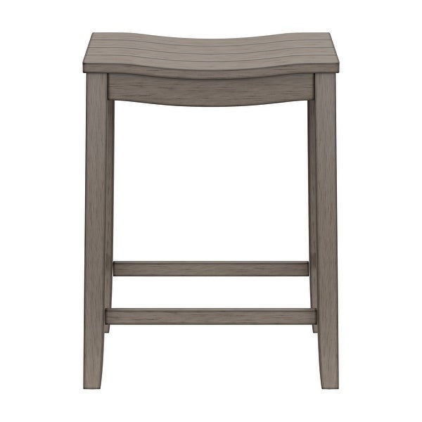 The Gray Barn Chatterly Wood Backless Counter Height Stool， Aged Gray - 24H x 18W x 12D