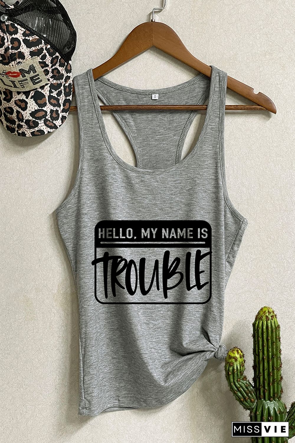 Hello My Name Is Trouble Sleeveless Tank Top Wholesale