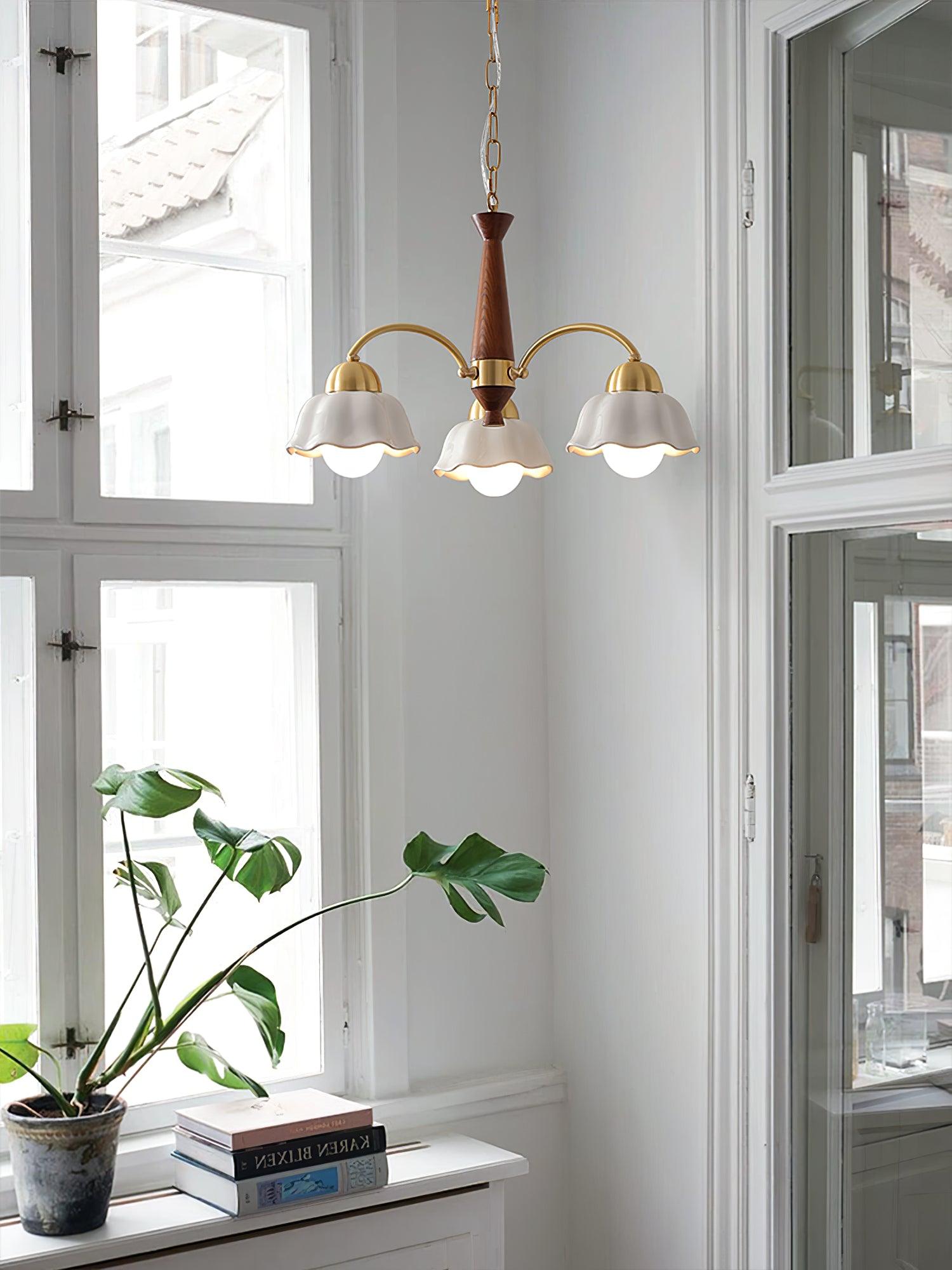 Swedish Modern Brass Chandelier