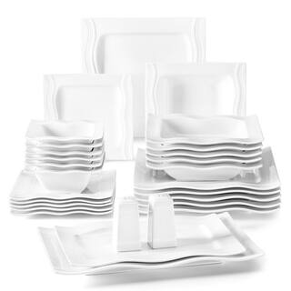 MALACASA Series Mario 28-Piece Modern Cream White Porcelain Dinnerware Set (Service for 6) MARIO-28