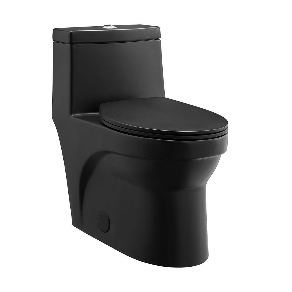 Swiss Madison Virage 1-piece 1.11.6 GPF Dual Flush Elongated Toilet in Matte Black Seat Included SM-1T118MB