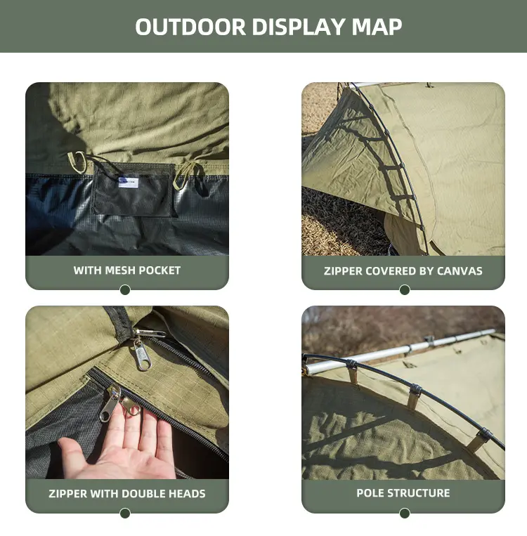 Outdoor camping hiking waterproof ripstop canvas fabric portable single swag tent