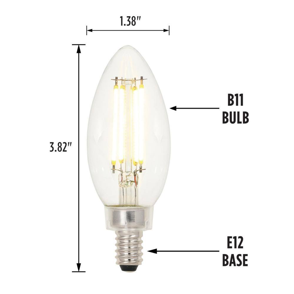 Westinghouse 60-Watt Equivalent B11 Dimmable Clear E12 Edison Filament LED Light Bulb 2700K (6-Pack) 5316820