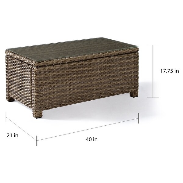 Crosley Bradenton Brown Wicker Glass Top Outdoor Table