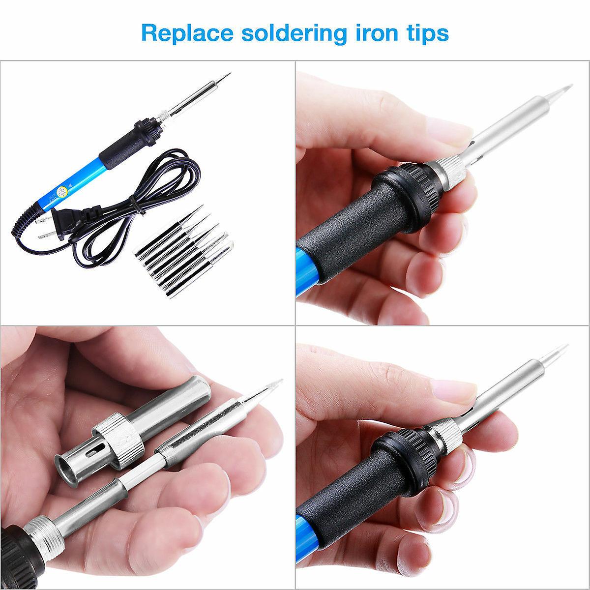 Electric Soldering Iron Tool Kit 60w Welding Gun Desoldering Pump Wick Station