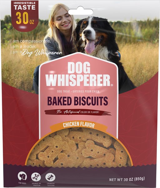 Dog Whisperer Baked Biscuits Chicken Flavored Crunchy Dog Treats， 30-oz bag