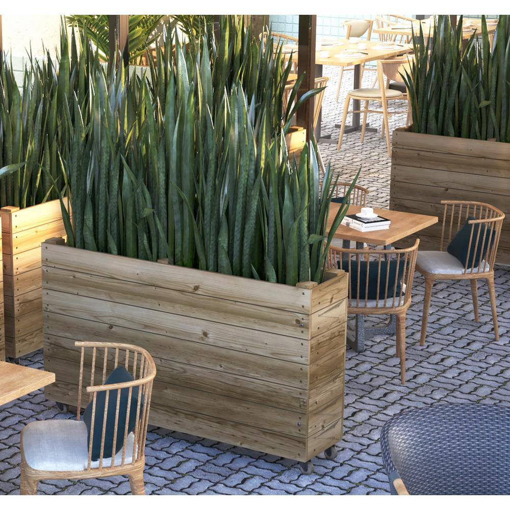 Ejoy 40 in. x 16 in. x 30 in. Solid Wood Mobile Planter Barrier (Set of 2-Pack) SolidWoodPlanter_40x30x16_2pc