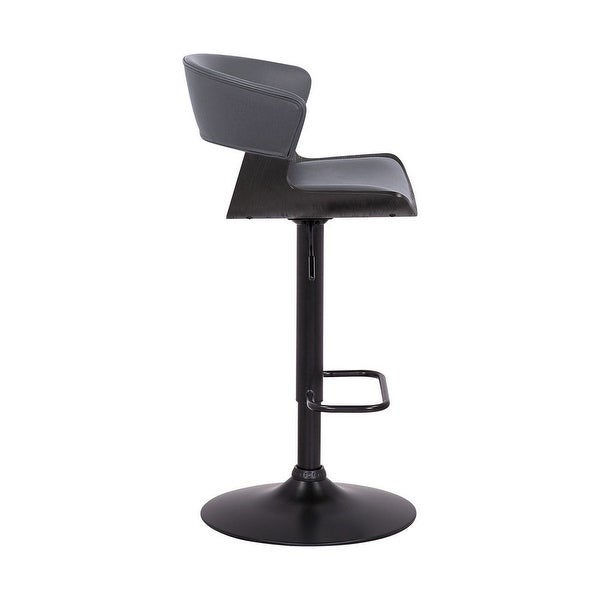 Bar Stool with Curved Leatherette Back and Swivel Mechanism - 20 L X 21 W X 43 H Inches