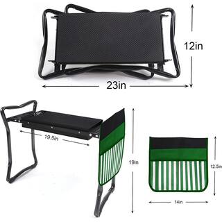 23 in. 2-Pack Black Garden Tools Portable Foldable Garden Kneeling Mat and Seat B091YNGY53