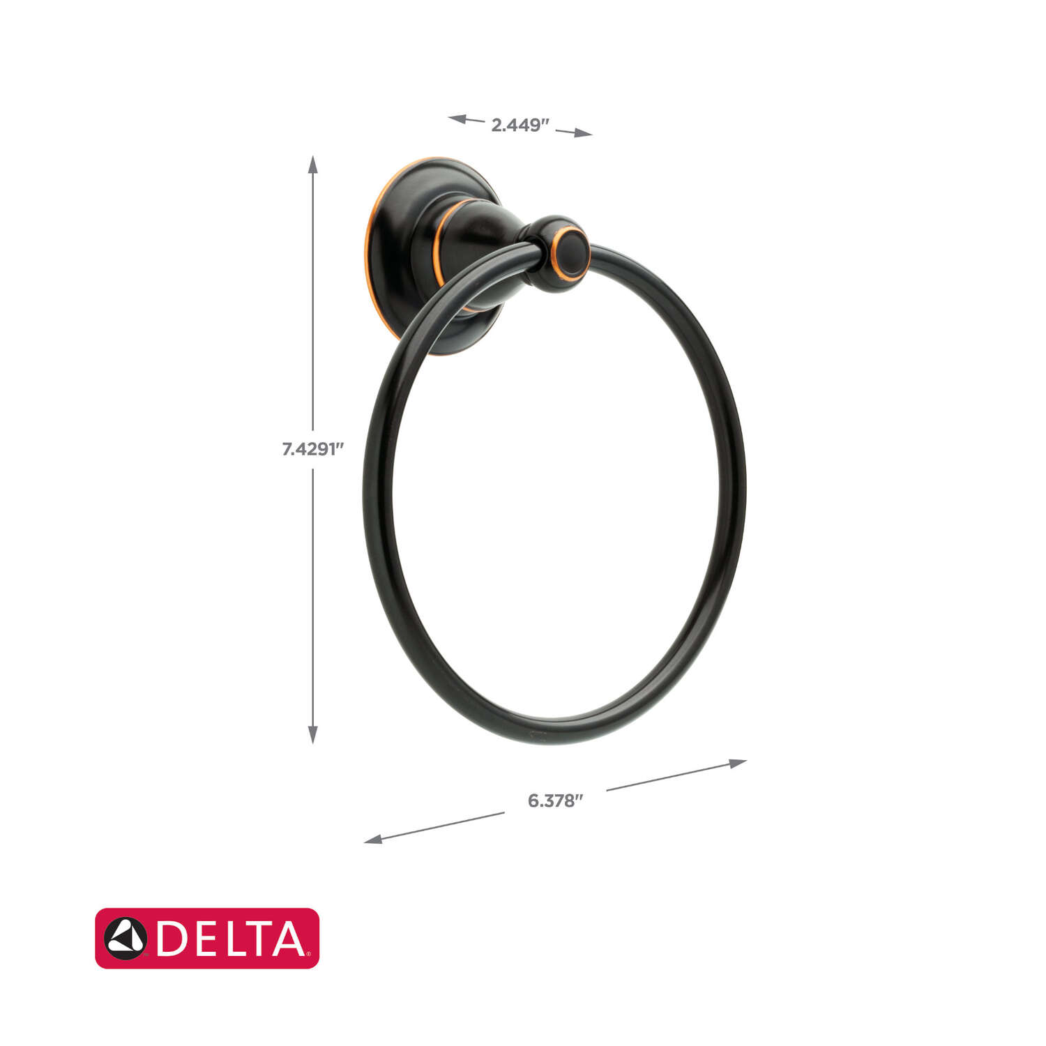 Delta Porter Oil Rubbed Bronze Towel Ring Die Cast Zinc