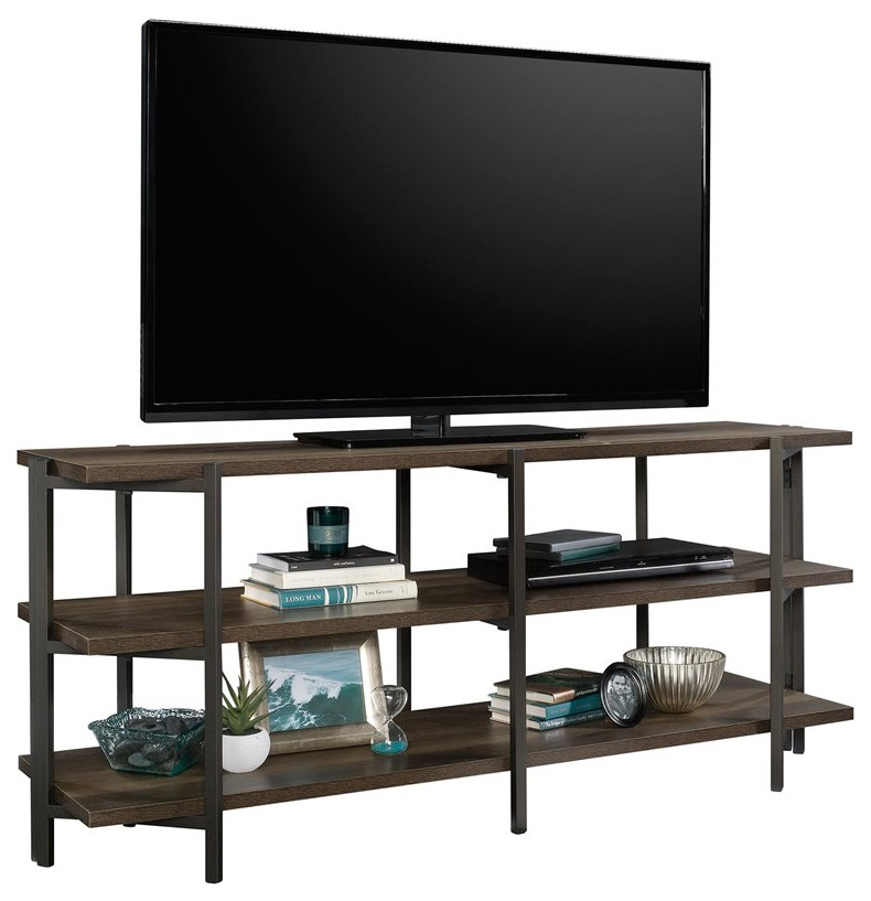 Sauder North Avenue Contemporary Wood and Metal 55 quotTV Stand in Smoked Oak   Industrial   Entertainment Centers And Tv Stands   by Homesquare  Houzz