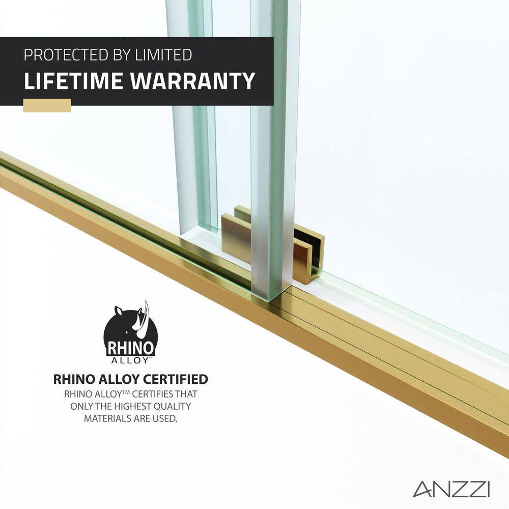 ANZZI Raymore 60 in. W x 62 in. H Sliding Frameless Bathtub Door in Brushed Gold with Clear Glass SD-AZ8080-01BG