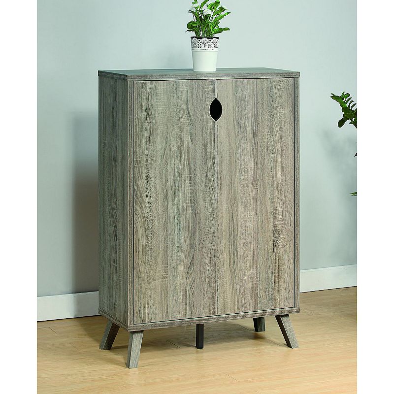 FC Design Dark Taupe Shoe Cabinet with 5 Removable Shelves Storage Organizer with Spacious Top