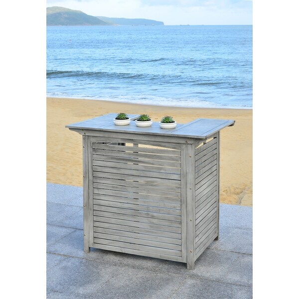 SAFAVIEH Monterey Grey Wash Acacia Bar Table