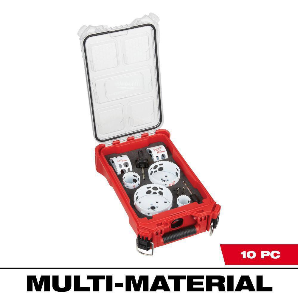 MW Hole Dozer Bi-Metal General Purpose Hole Saw Set with PACKOUT Compact Organizer (10-Piece) 49-22-5606