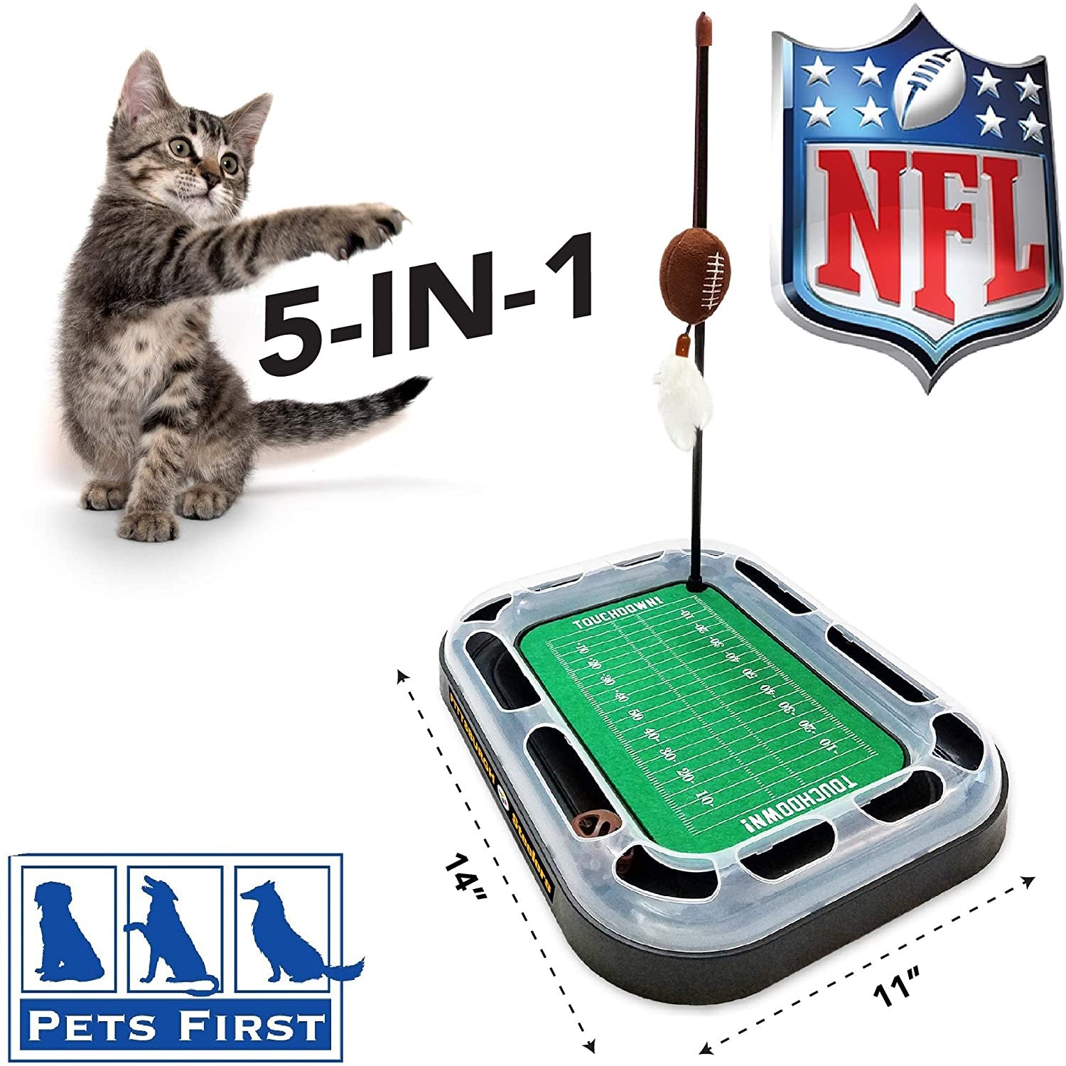 NFL Pittsburgh Steelers Cat Scratcher Toy with Catnip Plush and Feather Cat and Kitty Toy