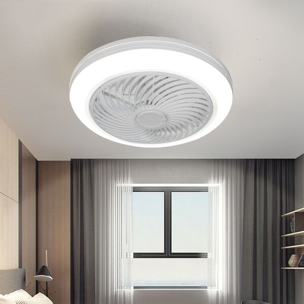 18 Inch Enclosed White Ceiling Fan LED Lamp with Remote Control Shopping - The Best Deals on Ceiling Fans | 40685109