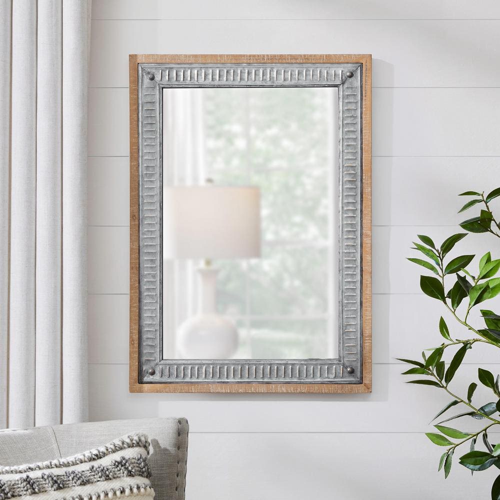 Home Decorators Collection Small Rectangle Galvanized Antiqued Farmhouse Accent Mirror (20 in. H x 28 in. W) P180221XXB