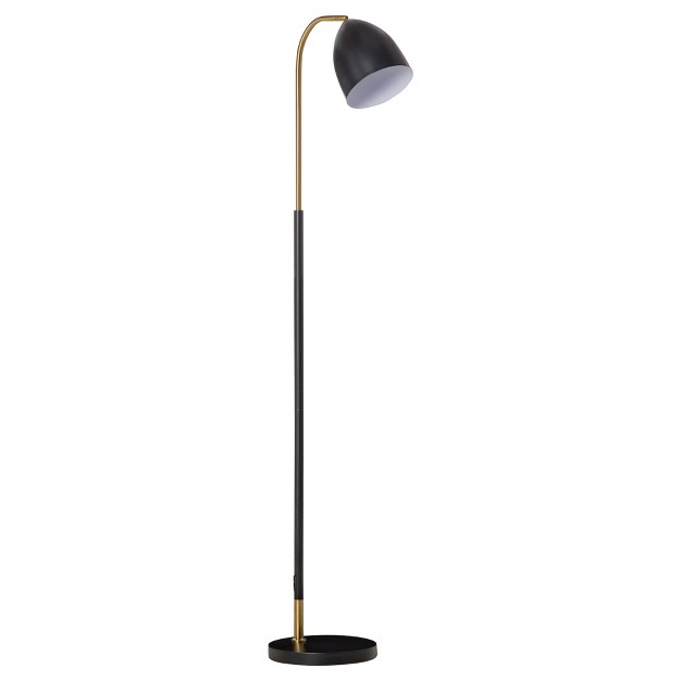 Homcom Arc Floor Lamp Standing Reading Light With Adjustable Lampshade And Round Base For Living Room Office Or Bedroom Black Gold