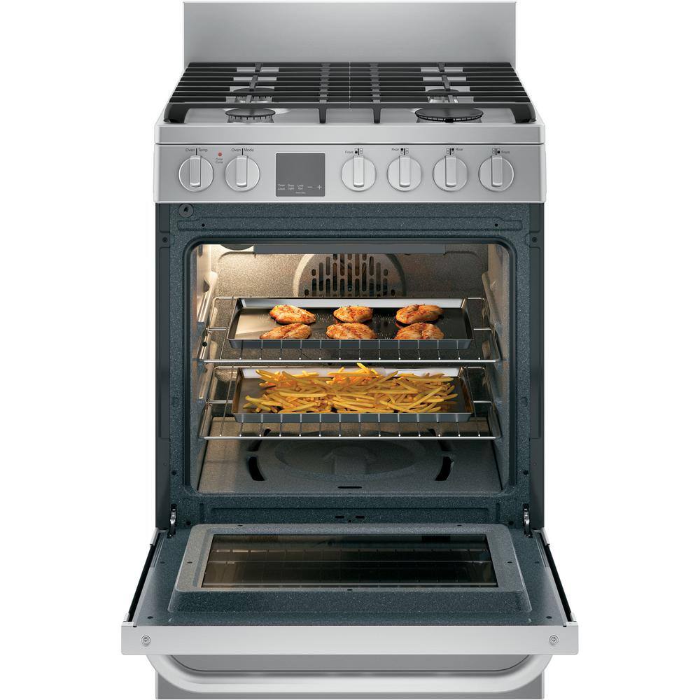 Haier 24 in. 2.9 cu. ft. Gas Range with Convection Oven in Stainless Steel QGAS740RMSS