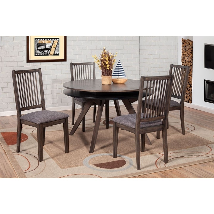 Lennox Round Wood Dining Table  Dark Tobacco   Brown