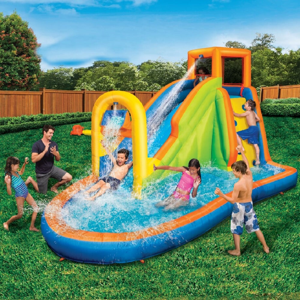 Banzai Plummet Falls Adventure Inflatable Backyard Kids Water Slide and Pool