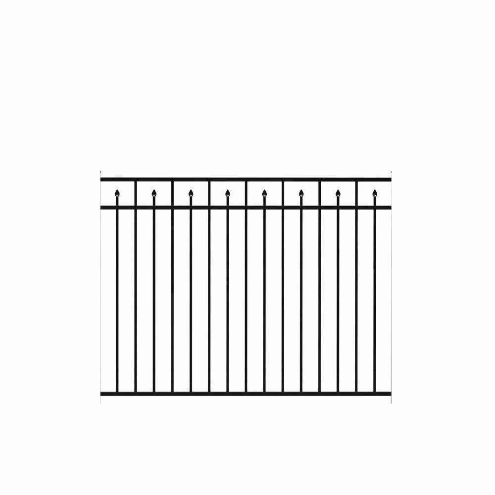 Barrette Outdoor Living Brilliance Standard-Duty 4-12 ft. H x 6 ft. W Black Aluminum Pre-Assembled Fence Panel 73002354