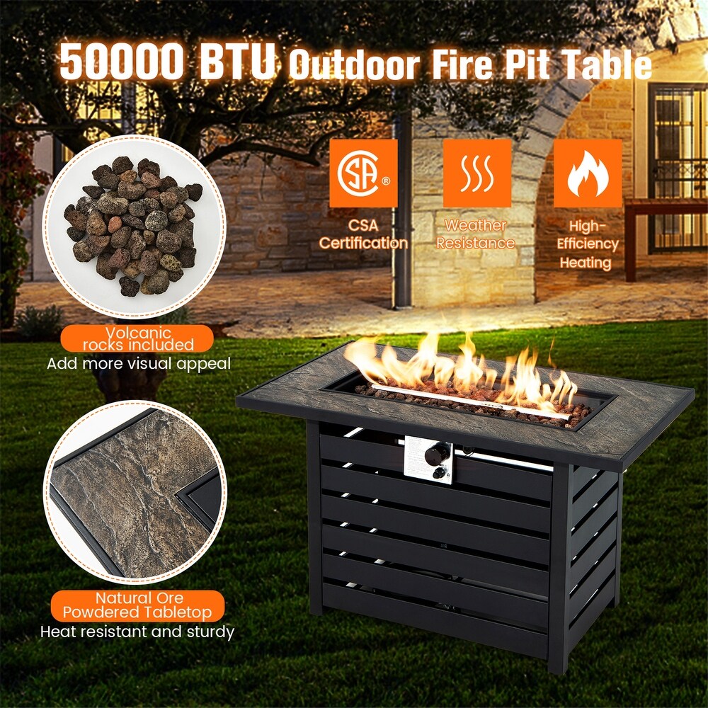 42 Inch 60 000 BTU Rectangular Propane Fire Pit Table