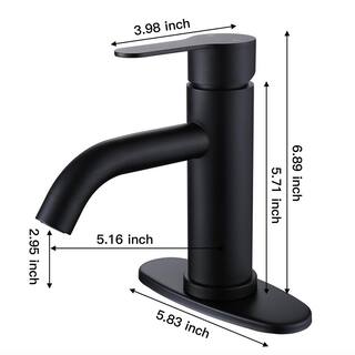 BWE Single Hole Single-Handle Bathroom Faucet in Matte Black A-96024-Black