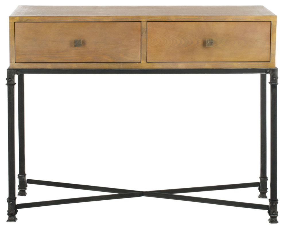 Roni 2 Drawer Console Natural   Industrial   Console Tables   by Peachtree Fine Furniture  Houzz