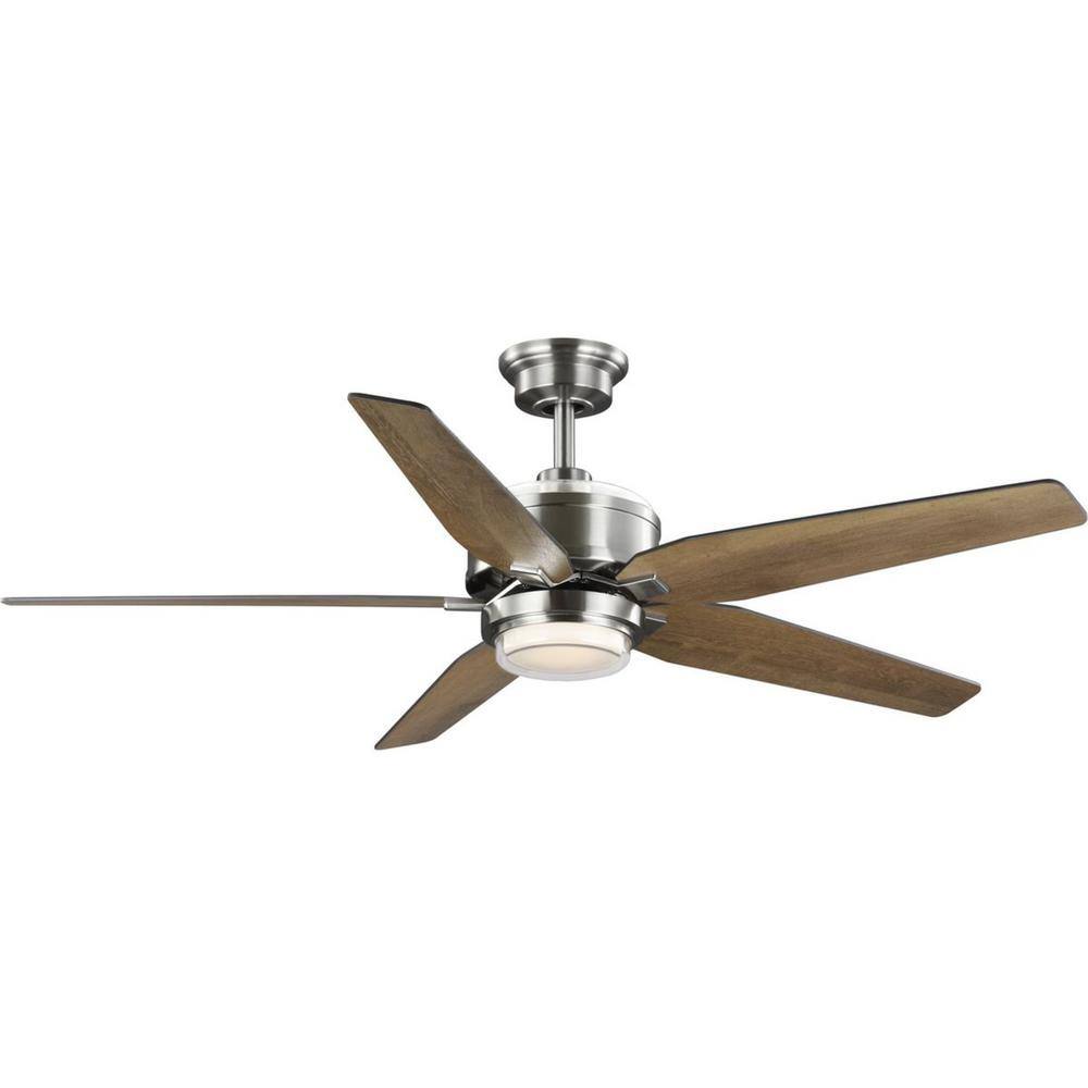 Progress Lighting Byars 54 in. Integrated LED Indoor Brushed Nickel Transitional Ceiling Fan with Light Kit and Remote Control P250061-009-30